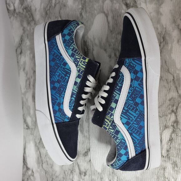 Vans Old Skool Classic Skate Shoes Unisex M 10.5 W 12 Navy Canvas Suede 721356 - Picture 9 of 12